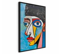 murando - Quadro con Cornice Moderno in Rilievo Acrilico, Volto, 80x120 cm | Cornice Nera in Legno, Effetto Dipinto, Chiodi Inclusi, su Tela Strutturata, Resistenti Allo Sbiadimento, Produzione EU