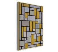 murando - Quadro con Cornice Naturale Piet Mondrian 80x120 cm 1 Pezzo - Stampa su Tela - Quadri Moderni Soggiorno Grandi - Decorazioni da Parete Telaio in Legno Griglia l-G-10355-b-a
