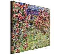 murando - Quadro con Cornice Naturale su Tela Strutturata Claude Monet Casa Tra Le Rose 40x40 cm 1 Pezzo - Quadri con Cornici Camera da Letto - Canvas Telaio in Legno - Stampe da Parete l-F-10921-b-a