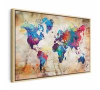 murando - Quadro con Cornice Naturale su Tela Terra 60x40 cm 1 Pezzo - Quadri con Cornici Camera da Letto - Canvas Telaio in Legno - Stampe da Parete - Idea Regalo Mappa del Mondo k-A-0179-b-c