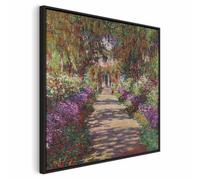 murando - Quadro con Cornice Nera Claude Monet Sentiero Nel Giardino Di Giverny 60x60 cm 1 Pezzo - Stampa su Tela Rilievo Acrilico - Quadri Moderni Soggiorno - Pannelli Decorativi l-E-10017-b-a