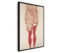 murando - Quadro con Cornice Nera Egon Schiele 80x120 cm 1 Pezzo - Stampa su Tela - XL - Telaio in Legno - Decorazioni da Parete Quadri Moderni - Donna con Calze Rosse l-G-10191-b-a