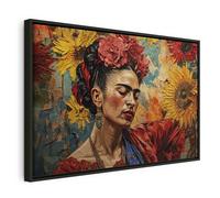 murando - Quadro con Cornice Nera Frida 120x80 cm 1 Pezzo - Stampa su Tela - Telaio in Legno Decorazioni da Parete Quadri Moderni Pittura Immagini Girasoli Fiori Natura h-H-10050-b-a