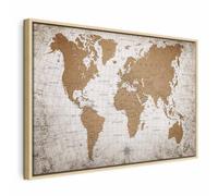 murando - Quadro con Cornice Nera Mappamondo 120x80 cm 1 Pezzo - Stampa su Tela - Quadri con Cornici Moderni Soggiorno Grandi - Decorazioni da Parete - Telaio Legno - Cartina Geografica k-C-10001-b-a