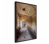 murando - Quadro con Cornice Nera Scala Architettonica con Soffitto a Cassettoni 60x90 cm - Tela Rilievo Acrilico - Quadri Moderni per Soggiorno Grandi - Pannelli Decorativi per Pareti - d-B-10066-b-a