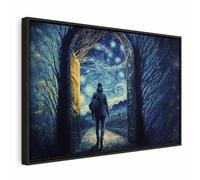 murando - Quadro con Cornice Nera Stile di Vincent van Gogh Porta verso le Stelle 120x80 cm 1 Pezzo - Stampa su Tela - Quadri Moderni Soggiorno Grandi - Pannelli Decorativi per Pareti - h-B-10049-b-a