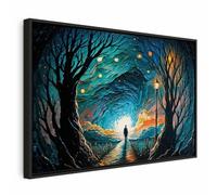 murando - Quadro con Cornice Nera Stile di Vincent van Gogh Uomo sotto il Cielo 120x80 cm 1 Pezzo - Stampa su Tela - Quadri Moderni Soggiorno Grandi - Pannelli Decorativi per Pareti - h-B-10037-b-a
