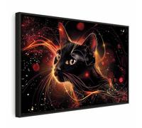 murando - Quadro con Cornice Nera su Tela Strutturata Gatto Magico Astratto 60x40 cm - Quadri con Cornici Rilievo Acrilico Camera da Letto - Canvas Telaio in Legno - Stampe da Parete g-H-10143-b-a