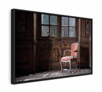 murando - Quadro con Cornice Nera su Tela Strutturata Interno Casa Abbandonata con Sedia 30x20 cm 1 Pezzo - Quadri con Cornici Camera da Letto - Canvas Telaio in Legno - Stampe da Parete d-B-10070-b-a