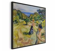 murando - Quadro con Cornice Nera su Tela Strutturata Munch Nel Giardino 40x40 cm 1 Pezzo - Quadri con Cornici Rilievo Acrilico Cameretta - Canvas Telaio in Legno - Stampe da Parete l-G-10568-b-a