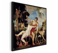 murando - Quadro con Cornice Nera Tycjan Venere e Adone 60x60 cm 1 Pezzo - Stampa su Tela Strutturata - Quadri Moderni Soggiorno Grandi - Pannelli Decorativi per Pareti - Telaio in Legno l-E-10776-b-a