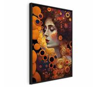 murando - Quadro con Cornice Nera Verticale Ritratto Donna Klimt Astratto 40x60 cm 1 Pezzo - Quadri con Cornici Moderni Soggiorno - Stampa su Tela Rilievo Acrilico - Stampe da Parete h-B-10053-b-a
