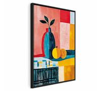 murando - Quadro con Cornice Nera Verticale Vaso e Frutta Astratta 40x60 cm 1 Pezzo - Quadri con Cornici Moderni Soggiorno - Stampa su Tela Rilievo Acrilico Telaio in Legno - Stampe j-H-10001-b-a