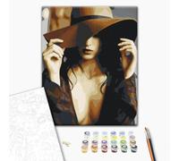 murando - Quadro da Dipingere con i Numeri Adulti Donna e Cappello 40x50 cm | Kit Pittura, Dipinto con Numeri, Tela Strutturata, Paint by Numbers, Quadri Numerati Bambini, Idea Regalo, Produzione Europea