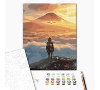 murando - Quadro da Dipingere con i Numeri Adulti Figura in Montagna e Aquila 40x50 cm Dipinto con Numeri su Tela - Paint by Numbers - Quadri Numerati Bambini - Kit Pittura Regalo BS43544