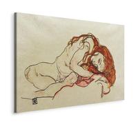 murando Quadro Egon Schiele 60x40 cm 1 Pezzo Stampa su Tela XXL Quadri Moderni Murale Moderno Grafica Decorazioni da Parete Pittura Immagini Ragazza Accovacciata Riproduzione l-F-10021-b-a