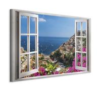 murando - Quadro Finestra Sul Mare 120x80 cm 1 Pezzo - Stampa su Tela Strutturata XXL - Quadri Moderni Soggiorno Grandi - Stampe da Parete Moderno Pittura - I Paesaggi dell'italia d-C-0227-b-a