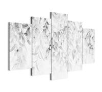 murando Quadro Fiori 150x75 cm 5 pezzi Stampa su tela in TNT XXL Immagini moderni Murale Fotografia Grafica Decorazione da parete Foglie Rose Natura bianco grigio Pianta b-A-0697-b-p