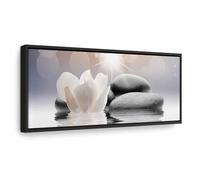 murando - Quadro Fiori Giglio 120x40 cm - 1 pezzo Stampa su Tela XXL Quadri Moderni Murale Moderno Grafica Decorazioni da Parete per il Soggiorno Floreale Pietre Beige Natura b-B-0268-b-a