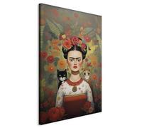 murando Quadro Frida 40x60 cm 1 Pezzo Stampa su Tela XXL Quadri Moderni Murale Moderno Grafica Decorazioni da Parete Pittura Immagini Fiori Donna Kahlo Gatti Pittori Elegante h-H-10058-b-a
