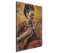 murando Quadro Frida Kahlo 40x60 cm 1 Pezzo Stampa su Tela XXL Quadri Moderni Murale Moderno Grafica Decorazioni da Parete Pittura Immagini Ritratto Ukulele Donna Riproduzione h-H-10037-b-a