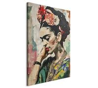 murando Quadro Frida Kahlo 80x120 cm 1 Pezzo Stampa su Tela XXL Quadri Moderni Murale Moderno Grafica Decorazioni da Parete Pittura Immagini Donna Ritratto Fiori Riproduzione h-H-10038-b-a