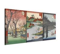 murando - Quadro Hiroshige Paesaggi Edo Giapponese 60x30 cm 3 Pezzi - Quadri Moderni per Camera da Letto - Pannelli Decorativi per Pareti - Decorazioni - Stampa su Tela Strutturata c-G-10014-b-a
