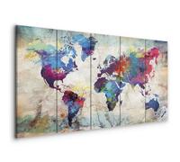 murando - Quadro Il Mondo 225x90 cm - 5 pezzi Stampa su Tela XXL Immagini Moderni Quadri Murale Fotografia Grafica Decorazione da Parete per il Soggiorno Rosa dei Venti Blu k-A-0179-b-n