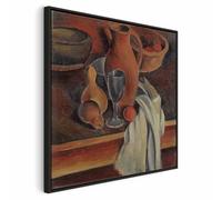 murando - Quadro in Rilievo Acrilico Natura Morta Con Brocca In Terracotta Tovaglia Bianca e Frutta 40x40 cm 1 Pezzo Stampa su Tela con Struttura - Effetto Dipinto - Quadri Moderni - l-E-12565-b-a