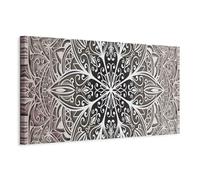 murando - Quadro in Rilievo Mandala Chic Marrone 135x45 cm 1 Pezzo su Tela XXL Grande - Quadri Moderni Soggiorno - Stampe da Parete Moderno - Stampa Artistica Dipinta a Mano - Etnico f-A-0672-b-c