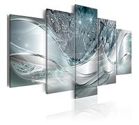 murando Quadro in Vetro Acrilico da Esterno Astratto Fiori Quadro Moderno Immagini Murale Decorazione da parete - Pannelli Decorativi Elastico per Esterni e Soggiorno 5 pezzi Soffione blu grigio