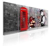 murando Quadro in Vetro Acrilico da Esterno Banksy Mario 5 Pezzi - Quadri Moderni per Bagno Decorazione da parete - Pannelli Decorativi Elastico per Esterni e Soggiorno London Street Art Urban Mural