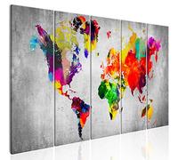 murando Quadro in Vetro Acrilico da Esterno Mappa del mondo 5 Pezzi - Quadri Moderni per Bagno Decorazione da parete - Pannelli Decorativi Elastico per Esterni e Soggiorno Astratto Mappamondo Viaggio