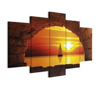 murando - Quadro Lago 100x50 cm 5 Pezzi - Stampa su Tela Canvas con Struttura - Quadri Componibili Moderni Soggiorno Grandi - Murale Arte Decorazioni da Parete Decori - Architettura c-B-0555-b-m