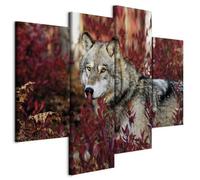 murando Quadro Lupo 126x98 cm 4 Pezzi - Stampa su Tela Canvas in TNT Tessuta - Quadri Componibili Moderni Soggiorno Grandi - Murale Arte Decorazioni da Parete Decori - Animale g-B-0247-b-i