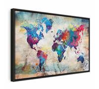 murando Quadro Mappamondo 90x60 cm 1 pezzo Stampa su tela XXL Immagini moderni Murale Fotografia Grafica Decorazione da parete Mappa del Mondo Continente k-A-0179-b-b