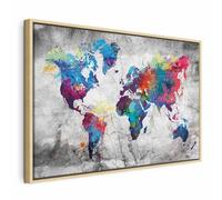 murando Quadro Mappamondo 90x60 cm 1 pezzo Stampa su tela XXL Immagini moderni Murale Fotografia Grafica Decorazione da parete Mappa del Mondo Continente k-A-0179-b-d