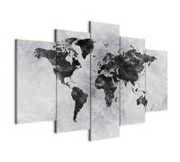 murando - Quadro Mappamondo Cemento 225x112.5 cm 5 Pezzi - Stampa su Tela Canvas in TNT - Quadri Moderni Soggiorno Grandi - Murale Arte Decorazioni da Parete Decori - Continenti Terra k-A-0431-b-m