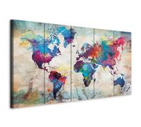 murando - Quadro Materico 150x60 cm 5 Pezzi - Stampa su Tela con Struttura - Effetto Dipinto XXL Grande - Quadri Moderni Componibili Camera da Letto Matrimoniale - mondo Continente k-A-0179-b-n