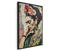 murando - Quadro Moderno con Cornice Nera, Frida Kahlo, 80x120 cm | Chiodi Inclusi, 1 Pezzo, Quadri Moderni, Soggiorno, Telaio in Legno, Donna Fiore, Resistenti Allo Sbiadimento