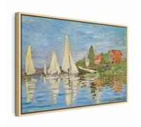 murando - Quadro Moderno Cornice Naturale, Regata Argenteuil Blu, 90x60 cm