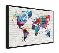 murando - Quadro Moderno Cornice Nera, Mappamondo, 90x60 cm | Chiodi Inclusi, 1 Pezzo, Quadri Moderni, Camera da Letto, Telaio in Legno, Resistenti Allo Sbiadimento, Produzione Europea