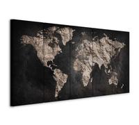 murando - Quadro Moderno Grande Mappamondo 200x80 cm 5 Pezzi Stampa su Tela con Struttura - Quadri Moderni Grandi per Soggiorno - Decorazione da parete - Mappa del Mondo Colore Scuro k-A-0296-b-m