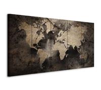 murando - Quadro Moderno Grande Mappamondo Scuro Elegante 150x60 cm 5 Pezzi - Quadri Moderni per Soggiorno Grandi - Stampa su Tela - Planisfero da Parete - Effetto Calcestruzzo Scuro k-A-0468-b-m