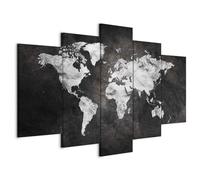 murando - Quadro Moderno Mappamondo Scuro Elegante 150x75 cm 5 Pezzi - Quadri Moderni per Soggiorno Grandi - Stampa su Tela Canvas con Struttura - Planisfero da Parete - Continenti Mondo k-A-0430-b-m