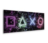 murando - Quadro Moderno Stile Gaming per Giocatori su Console di Gioco 80x30 cm 4 Pezzi - Stampa su Tela - Quadri Moderni per Cameretta - Decorazione per Ragazzi Effetto Neon i-A-0164-b-i