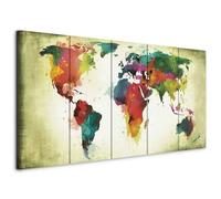 murando - Quadro Mondo 150x60 cm 5 Pezzi - Stampa su Tela Canvas con Struttura - Quadri Componibili Moderni Soggiorno Grandi - Murale Arte Decorazioni da Parete Decori - Continenti k-A-0247-b-o