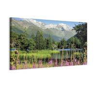 murando Quadro Montagna 150x50 cm 1 Pezzo - Stampa su Tela Strutturata XXL Grande - Quadri Moderni Soggiorno Grandi - Stampe da Parete Murale Arte Moderno Pittura - Paesaggio Alpi c-B-0531-b-a