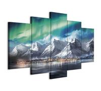 murando - Quadro Reykjavík Islanda 200x100 cm 5 Pezzi - Stampa su Tela in TNT Tessuto Grande - Quadri Moderni Componibili Camera da Letto Matrimoniale - Stampe da Parete Arte d-H-10006-b-c