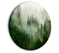 murando - Quadro Rotondo Moderno Camera da Letto, Foresta Nebbia, 60x60 cm | Chiodi Inclusi, 1 Pezzo, Murale Arte, Stampe da Parete, Resistenti Allo Sbiadimento, Produzione Europea